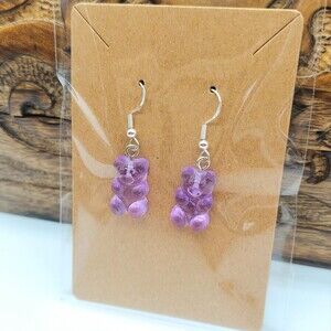Purple 3D Gummy Bear Earrings